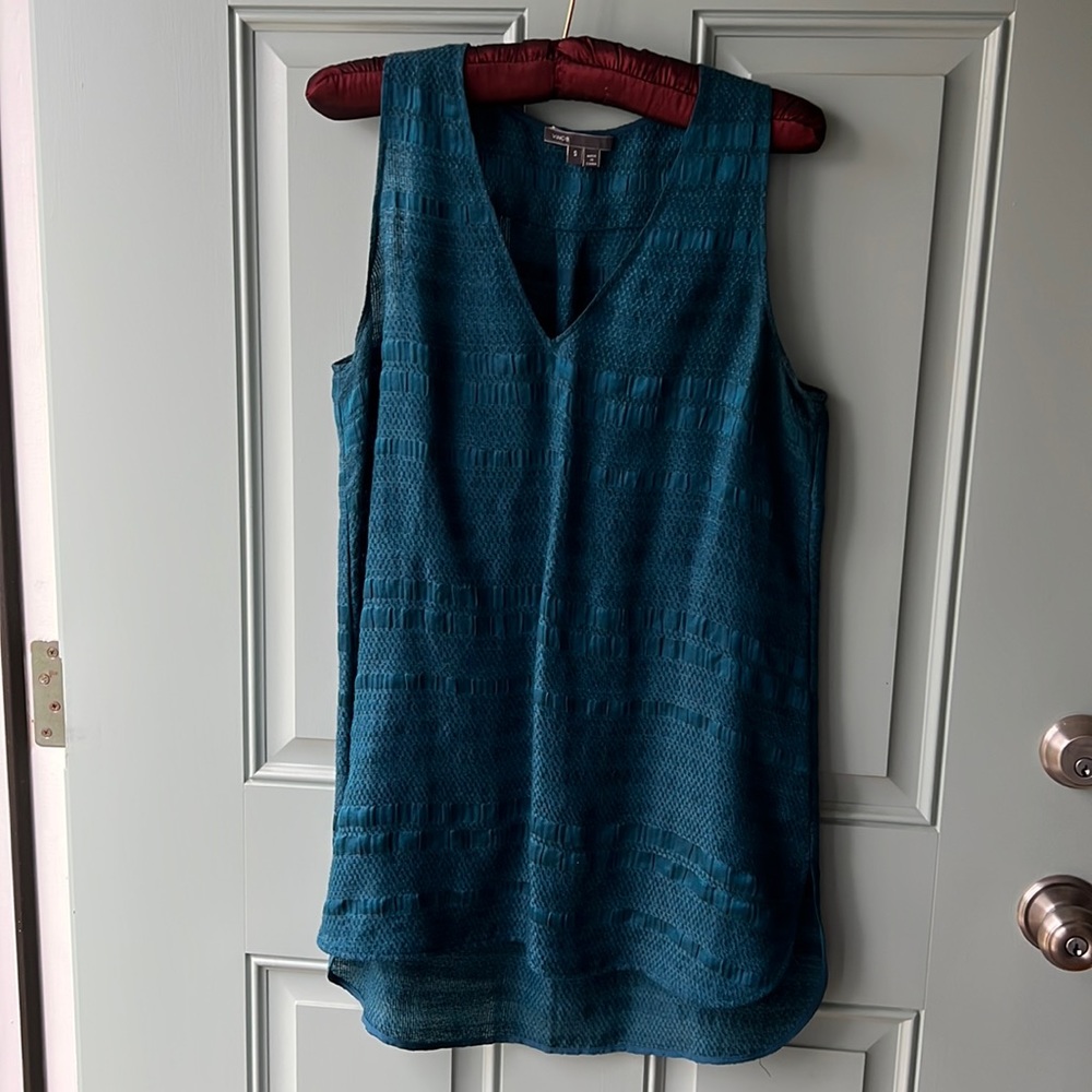 Vince linen tunic in deep peacock blue